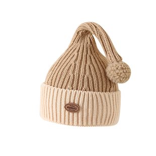 婴幼儿帽子秋冬男女宝宝可爱超萌毛线帽长尾巴吊球保暖针织套头帽