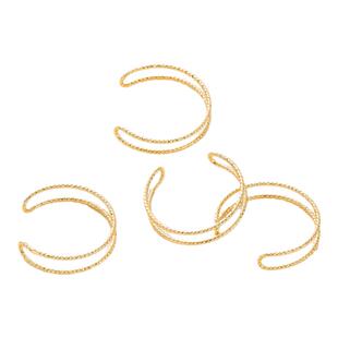 批花简约双层戒指素圈18k金保色双股手工夹珠绕线diy饰品配件白金