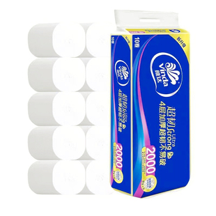 维达超韧卷纸10卷4层2000克无芯纸巾厕所卷纸筒纸卫生纸138*104MM