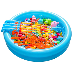 钓鱼玩具儿童益智1-3岁6宝宝磁吸鱼竿小孩捞鱼洗澡鱼池套装女男孩