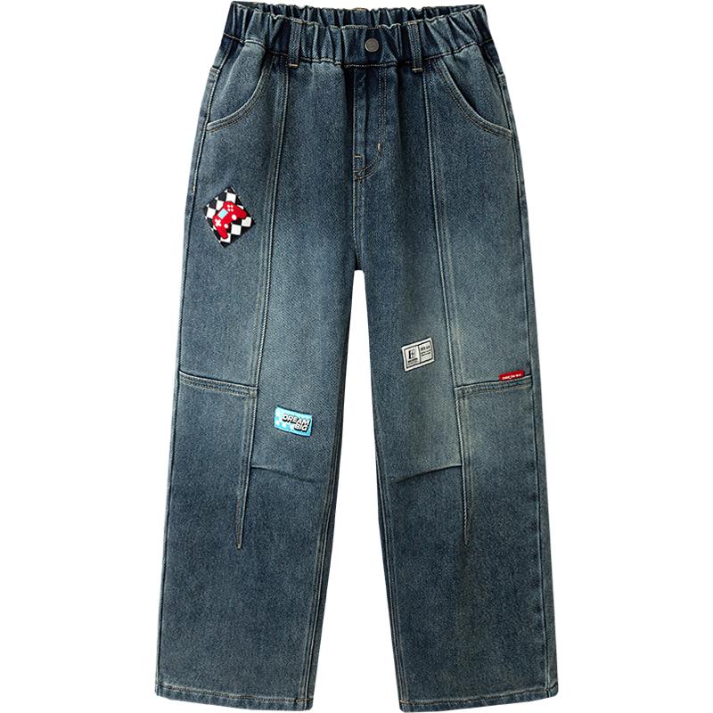 巴拉巴拉男童牛仔裤儿童加绒裤子