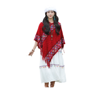 民族风围巾套头保暖披肩女云南青海草原旅游穿搭斗篷百搭时尚洋气