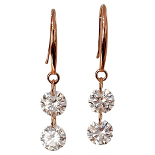 「星坠双晶」5A锆石耳坠女轻奢高级蚊香盘耳夹无耳洞气质耳钉耳环