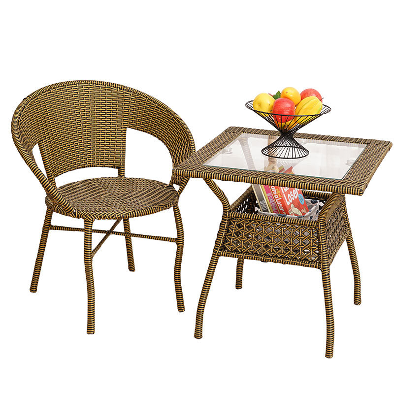 阳台藤椅三件户外休闲藤编靠背椅手工编织座椅家用桌椅组合老人椅