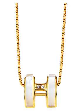 贝母项链女款2026新款小众H字母吊坠925纯银小蛮腰锁骨链