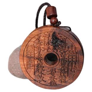 雷击枣木山鬼花钱男女吊坠传统文化压胜钱厌胜项链雷令木