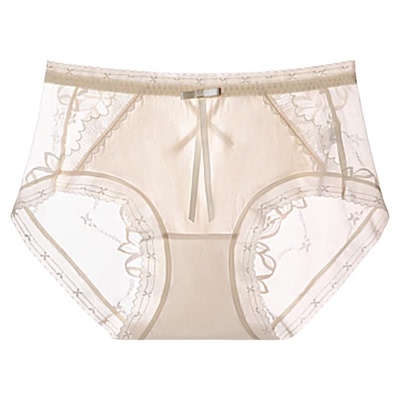 性感镂空蕾丝缎面拼接款内裤