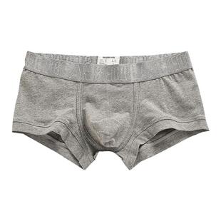 SEOBEAN男士平角内裤 低腰紧身纯棉透气U凸设计 简约男生运动纯色