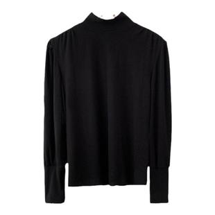 大洪官方经典款云之羽长袖新款磨毛法式灯笼袖半高领T恤打底春秋