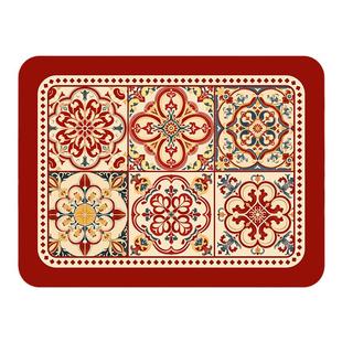 喜上花田复古红色花砖台面硅藻泥沥水垫咖啡台灶台吸水垫可定制