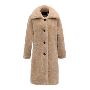皮毛一体羊剪绒大衣女2025新款中长款廓形翻领羊羔毛皮草外套冬