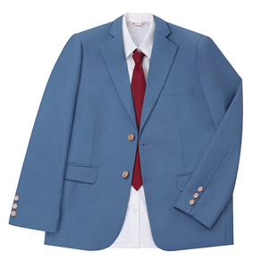 樱花家族jk漫画感绀碧色 校供感西服西裤DK制服西装外套套装男女