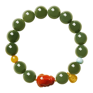 宫里上新和田玉手串男款天然正品绿色玉石手链轻奢高级感生日礼物