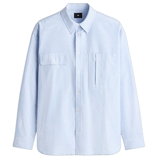 【侯明昊同款】HM男装衬衫春季通勤宽松工装牛津纺衬衣1307965