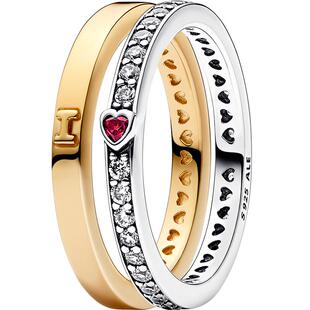 Pandora潘多拉奥莱我的爱戒指金色简约爱意送女友礼物