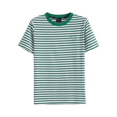 Xuperman圆领撞色复古条纹T恤