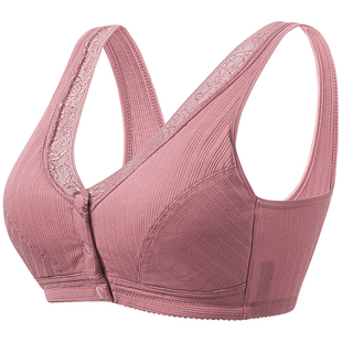 妈妈内衣文胸中年妇女纯棉中老年前扣式背心无钢圈聚拢胸罩女老人