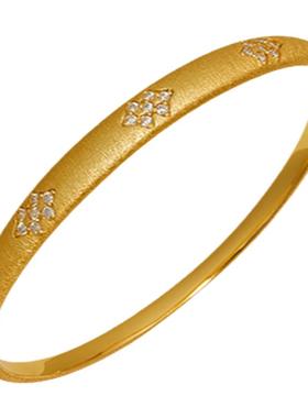 HERBE合璧 璀璨逐光细手镯手工拉丝工艺贵妃镯百搭星星镯类黄金款