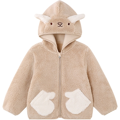 英氏外套男女童秋冬连帽摇粒绒