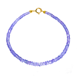 若华珠宝薰衣草 素面坦桑石手链女18K金宝石手串彩宝手饰礼物定制