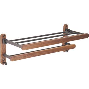 黑胡桃木浴巾架免打孔浴室挂件套装卫生间壁挂吹风机置物架厕纸架