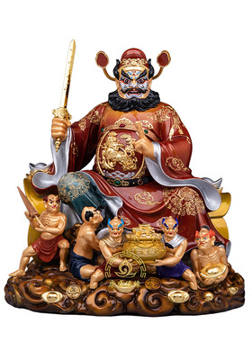 钟馗天师福神铜彩绘镇宅供奉摆件