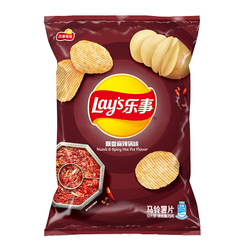 乐事薯片70克飘香麻辣锅味土豆切片香辣味休闲膨化食品零食大袋