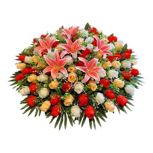 轻奢大圆桌假花摆件餐桌转盘中心摆花酒店包厢装饰仿真花高档餐厅