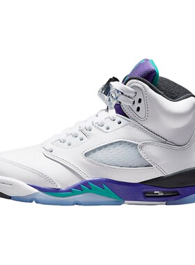 Nike耐克女鞋Air Jordan 5 AJ5白紫葡萄大童复古篮球鞋HQ7980-100