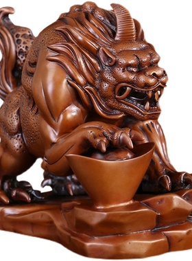 紫铜錾刻独角吞金貔貅赠礼摆件