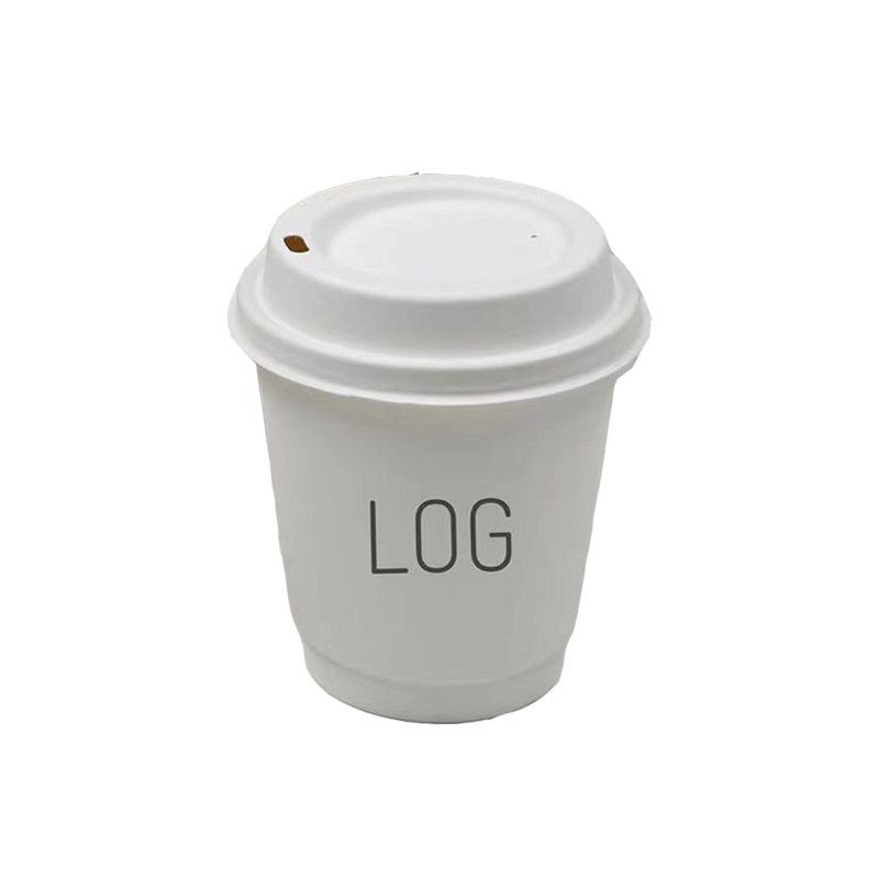 双层加厚白色纸杯精品咖啡纸杯纸杯盖奶茶外卖8-12安士双层饮料杯
