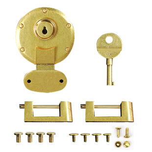 杜勒斯纯铜锁 高端箱包复古圆插锁diy手工皮具公文包锁扣五金配件