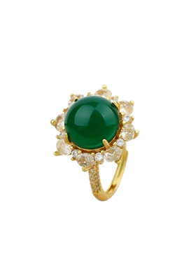 新中式复古天然帝王绿玉髓戒指