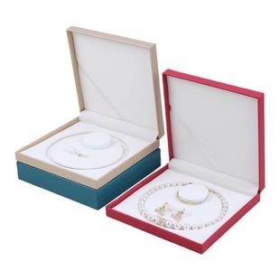 PU皮珍珠项链盒珠宝首饰耳钉妈妈链套装收纳盒子珍珠饰品包装礼盒