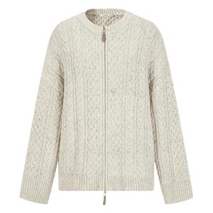 moussy 春季绞花OVERSIZE拉链针织开衫外套028IAZ70-1029