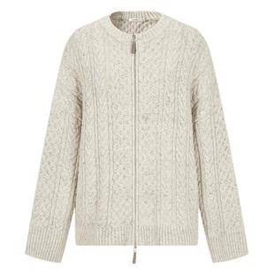 moussy 冬季绞花OVERSIZE拉链针织开衫外套028IAZ70-1029