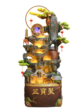 轻奢高山流水循环喷泉摆件