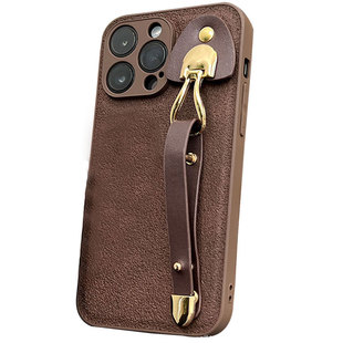 轻奢手腕带适用苹果14promax手机壳17e新款iphone13法式复古12pro欧美防滑15pm皮质plus防摔11高档女生女款16