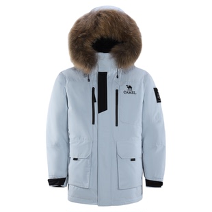 骆驼女装工装派克羽绒服2025冬季新款防风加厚保暖大毛领羽绒外套