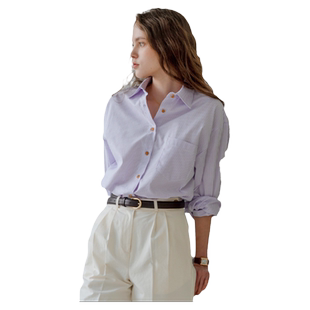 职业白领气质条纹打底衬衫女2024春夏装大气质感显瘦百搭内搭衬衣