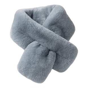 高品质白色儿童毛毛围巾女款2025新款冬加厚保暖交叉毛领宝宝围脖