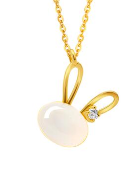 周大生银项链925银玉髓月光石兔子项链送女友老婆节日生日礼物