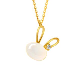 周大生银项链925银玉髓月光石兔子项链送女友老婆节日生日礼物