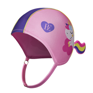 BE范德安2025新品独角兽刺绣高弹抗氯女童高弹防脱落儿童布泳帽