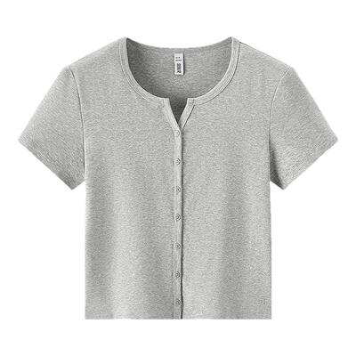 森马凉感刺绣修身短款短袖T恤女