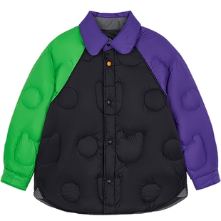 [90白鸭绒]woobaby儿童羽绒服男女童25冬季轻薄撞色抗菌保暖冬装