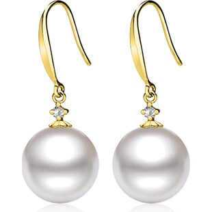 南珠宫灵动 18K金淡水珍珠耳环长款耳坠耳钉女然原创品牌