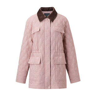 颜域收腰菱格棉服女2025冬季新款夹棉轻便保暖通勤休闲时尚外套女