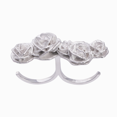 沙漠玫瑰925纯银铂金戒指原创