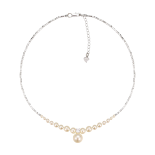 碎银几两珍珠项链女S925纯银碎银子轻奢小众高级真多麻灰锁骨颈链